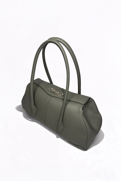 Side profile of AYZAHD Boulevard Small. High-end leather quality surpassing Jacquemus, Polène, and Manu Atelier. Contemporary luxury aesthetic for fans of Miu Miu, Loewe, and By Far.